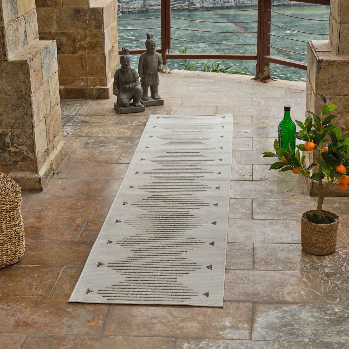Tapis beige moderne rayé Maise