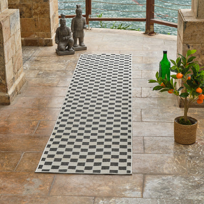 Maise Checkered Modern Black Rug