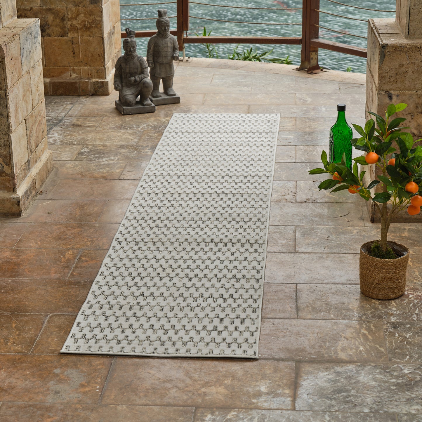 Tapis crème moderne abstrait Maise