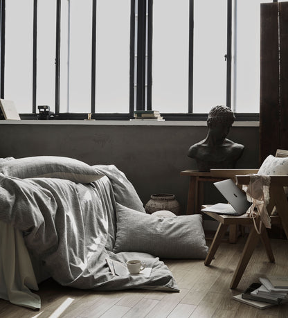 Textured 100% Cotton Grey Duvet Cover Set