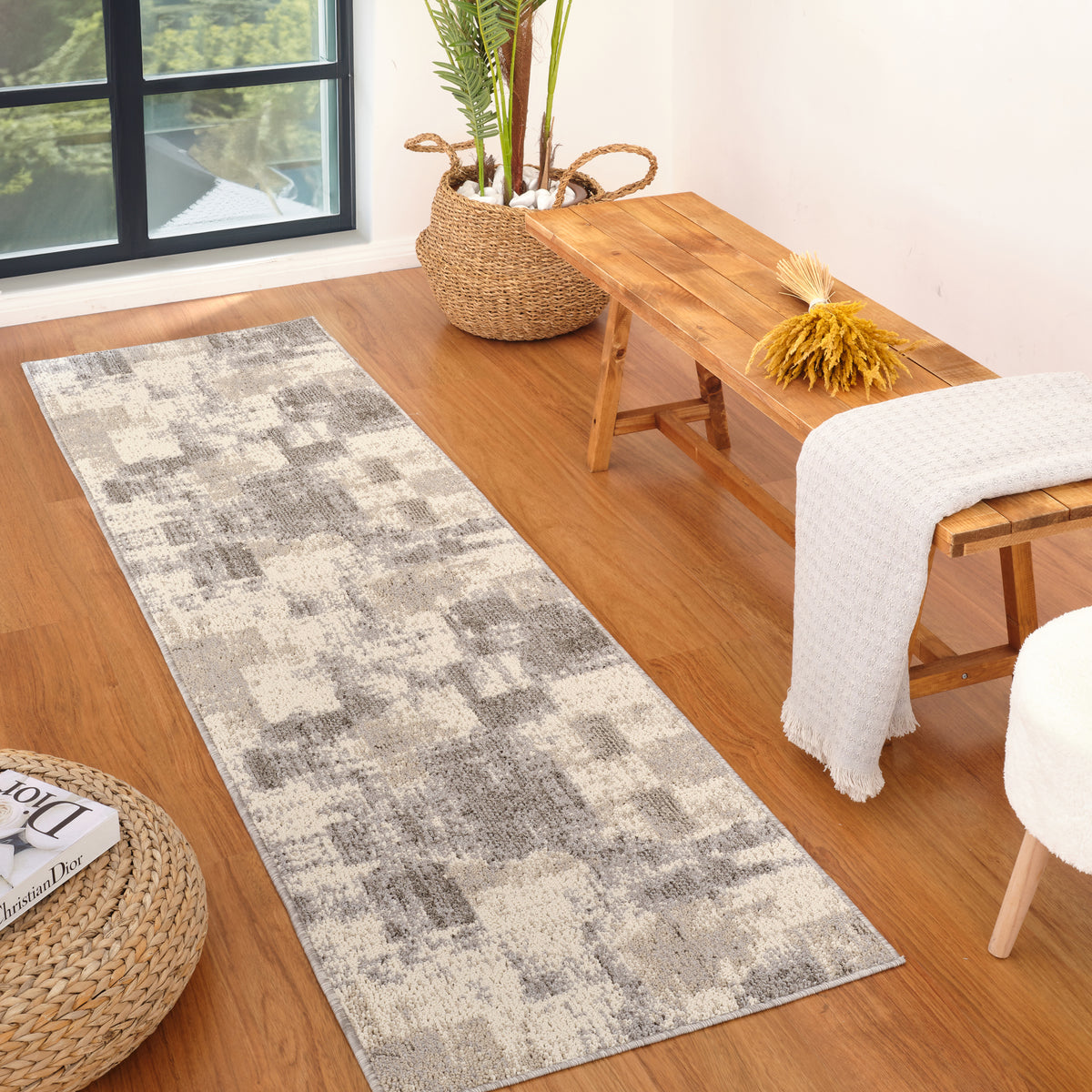 Avenir Abstract Contemporary Grey and Beige Indoor Rug