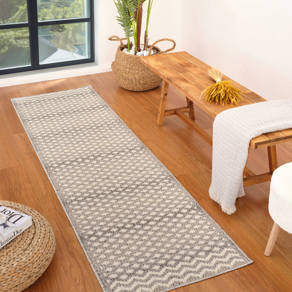 Samir Ombre Contemporary Grey and Beige Indoor Rug