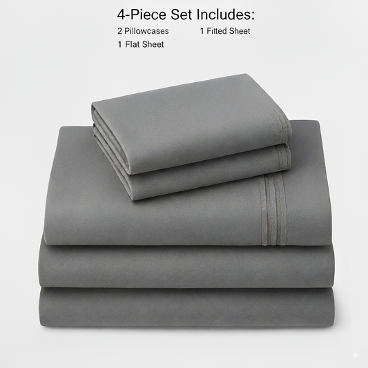 Rug Branch California Cotton Club 4 PC King Sheet Set-Light Gray-1