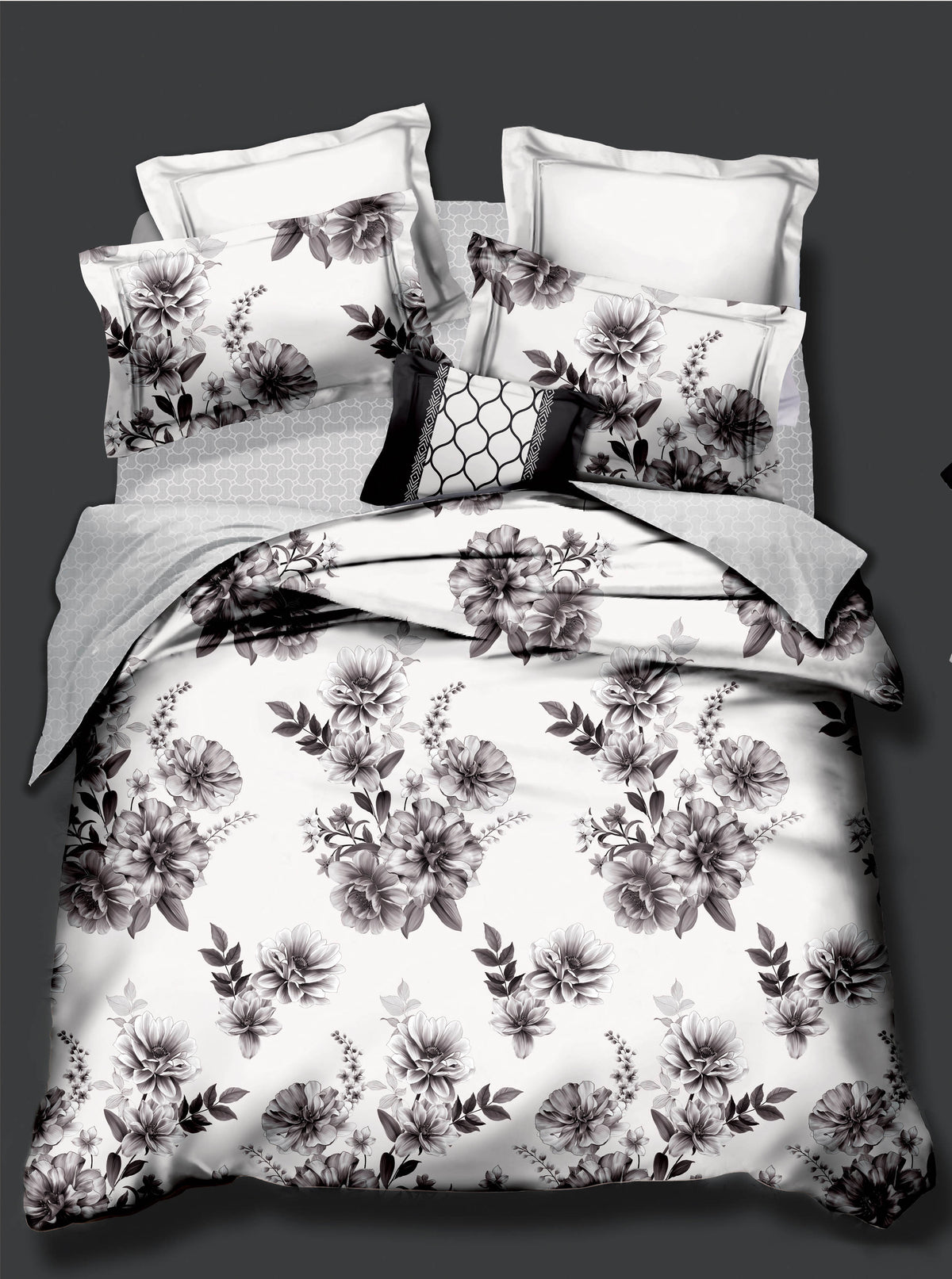 100% Jacquard Micro White and Plum Duvet Cover Set