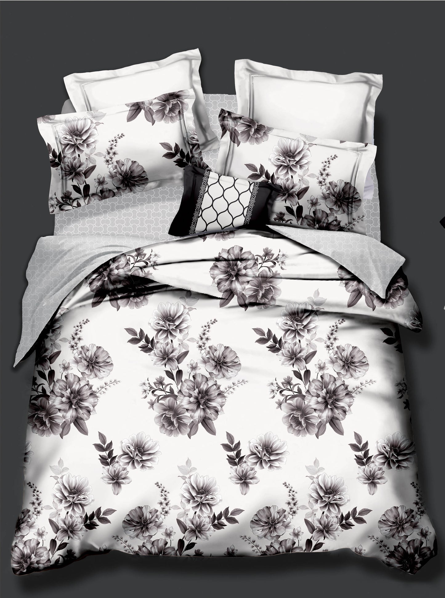 100% Jacquard Micro White and Plum Duvet Cover Set