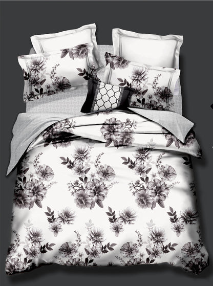100% Jacquard Micro White and Plum Duvet Cover Set