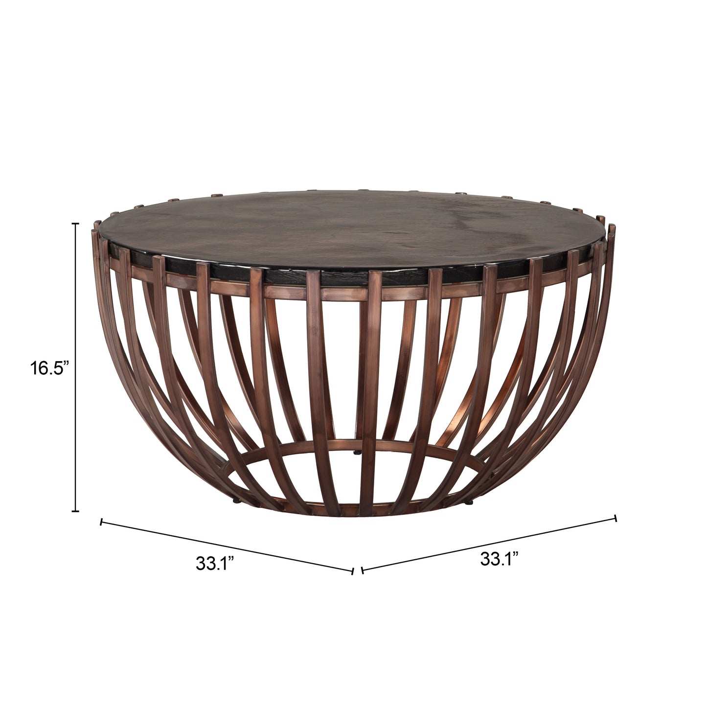 Coffee Table Bronze Sand Cast Glass & Iron