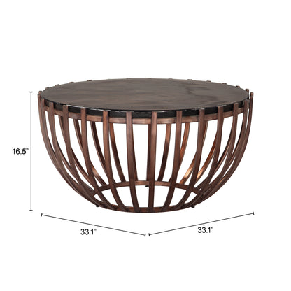 Coffee Table Bronze Sand Cast Glass & Iron