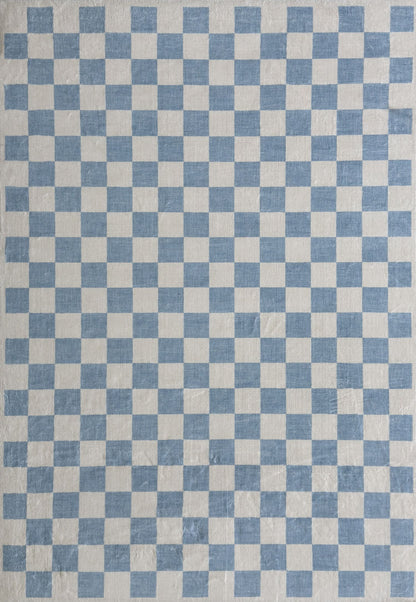 Metro Checkered Harbor Blue Area Rug