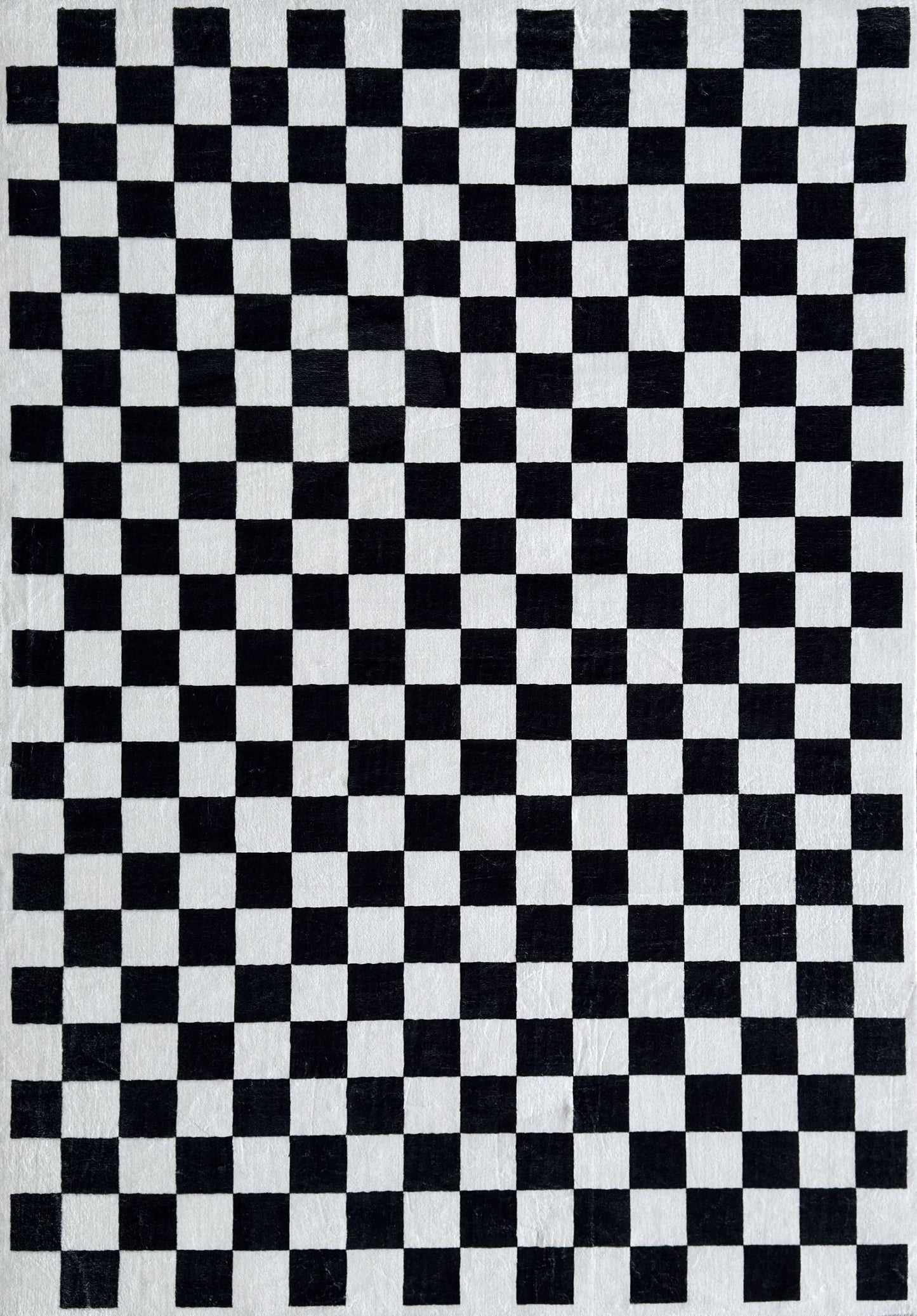 Metro Checkered Noir Black Area Rug