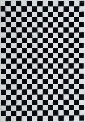Metro Checkered Noir Black Area Rug