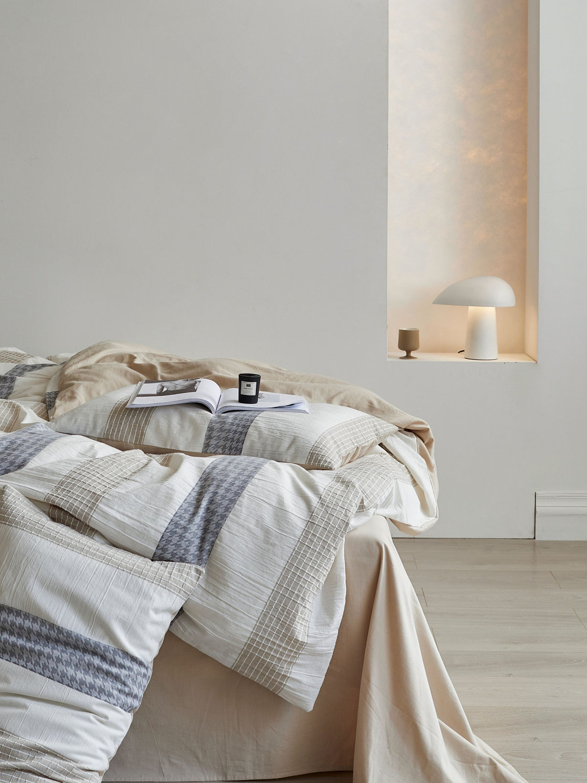 Textured 100% Cotton Beige Duvet Cover Set