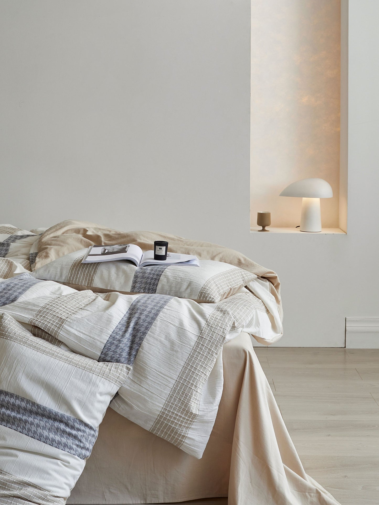Textured 100% Cotton Beige Duvet Cover Set