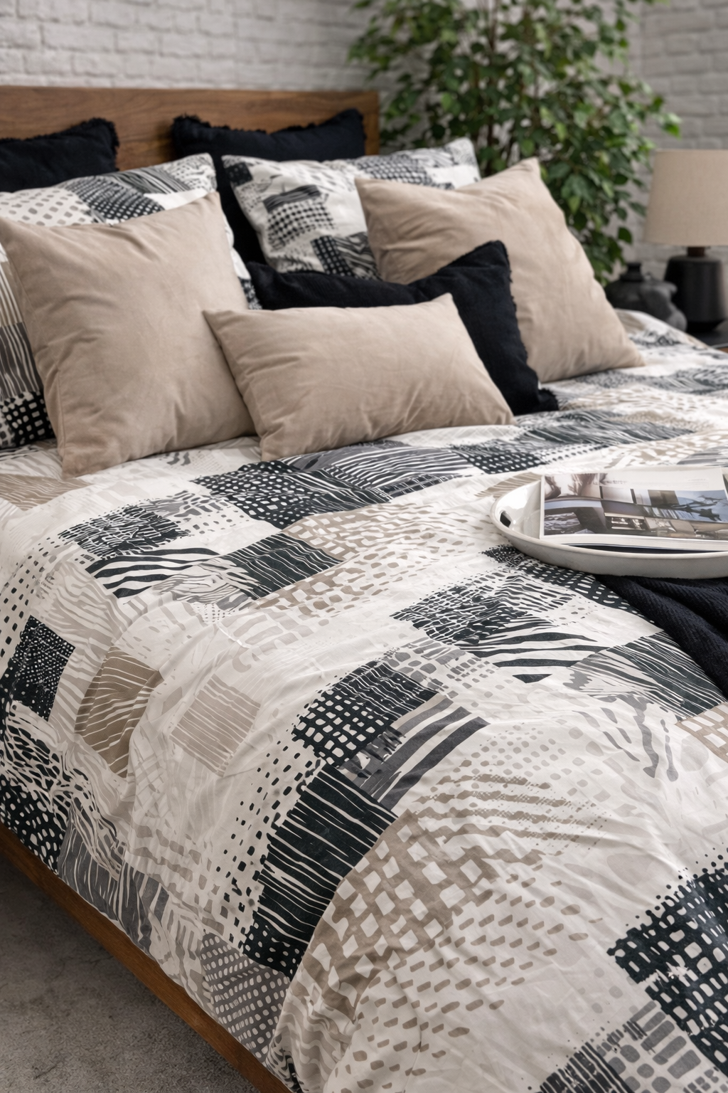 100% Jacquard Micro Taupe Duvet Cover Set