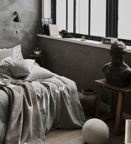 Textured 100% Cotton Grey Duvet Cover Set
