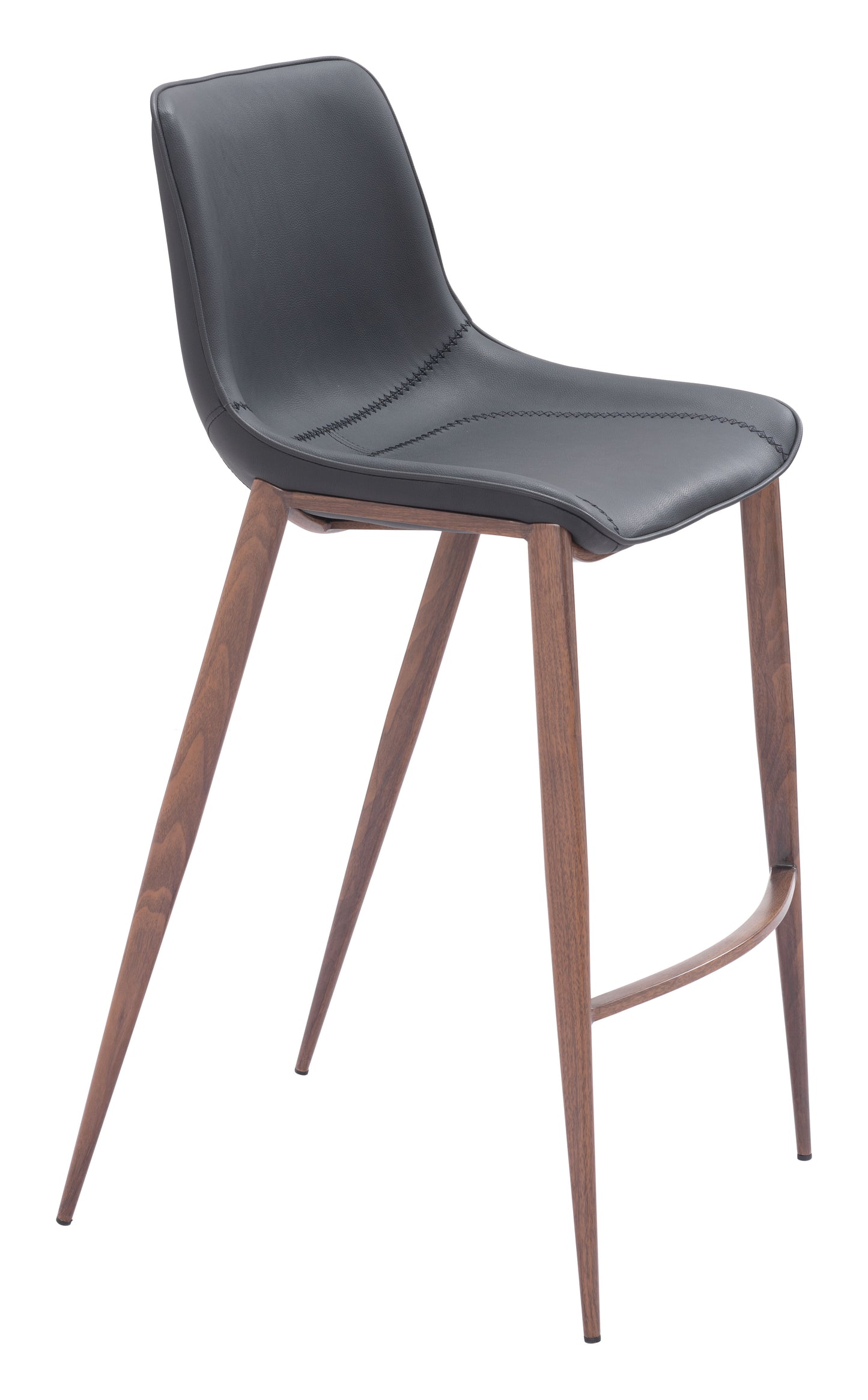 Tabouret de bar Magnus (lot de 2) noir et noyer