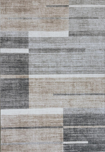 Tapis marron géométrique moderne du milieu du siècle Eclipse