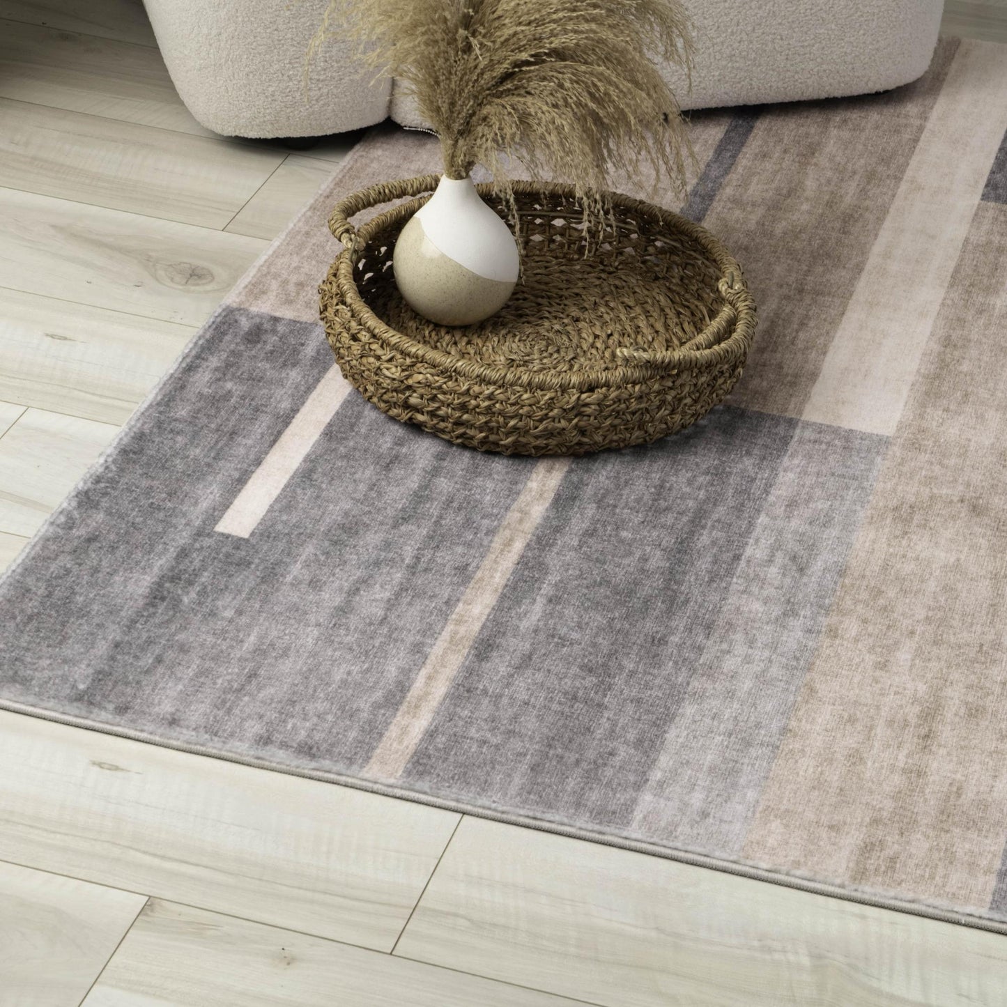 Tapis marron géométrique moderne du milieu du siècle Eclipse