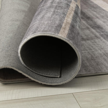 Tapis marron géométrique moderne du milieu du siècle Eclipse