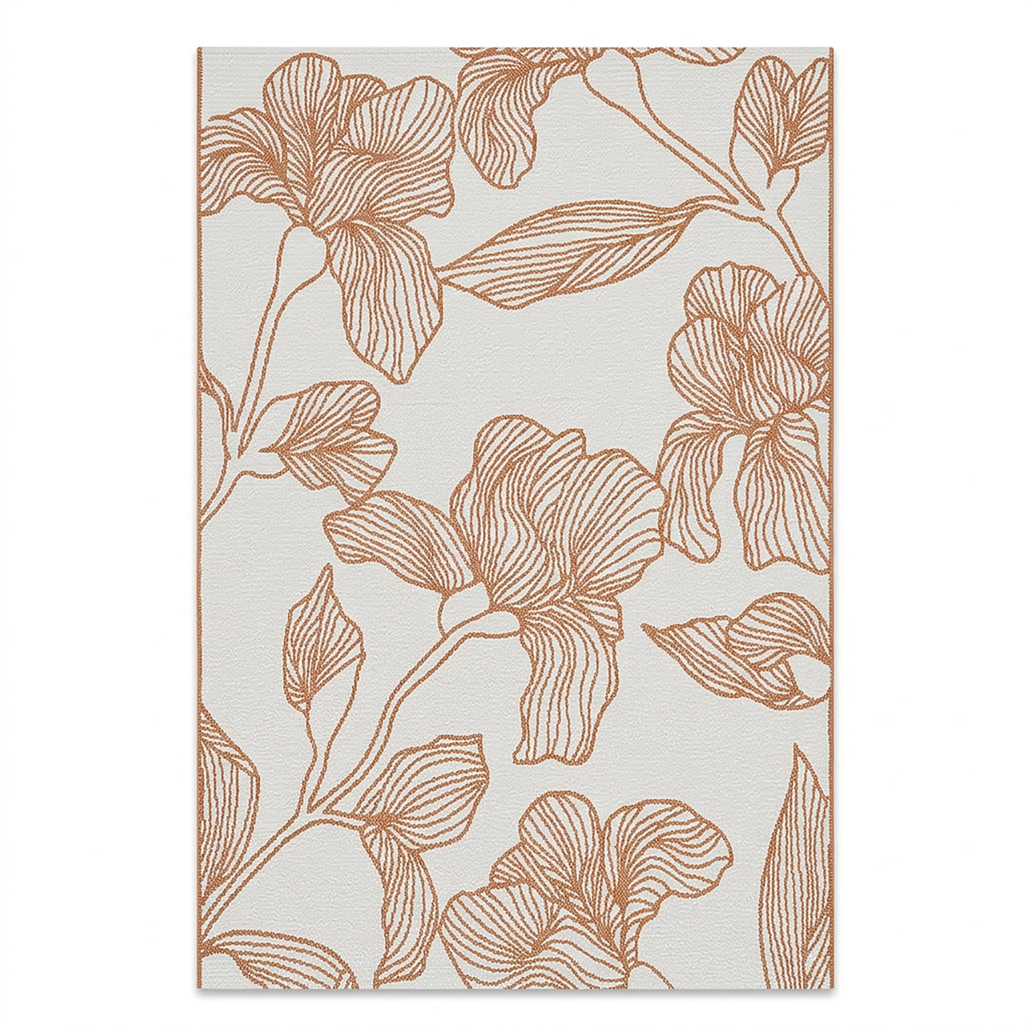 Botanical Modern Weiss and Brick Outdoor Rug