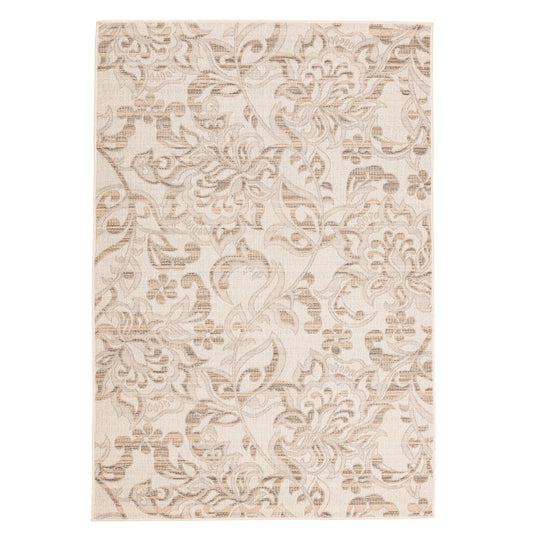 Floral Modern Cream and Brown Outdoor Rug
