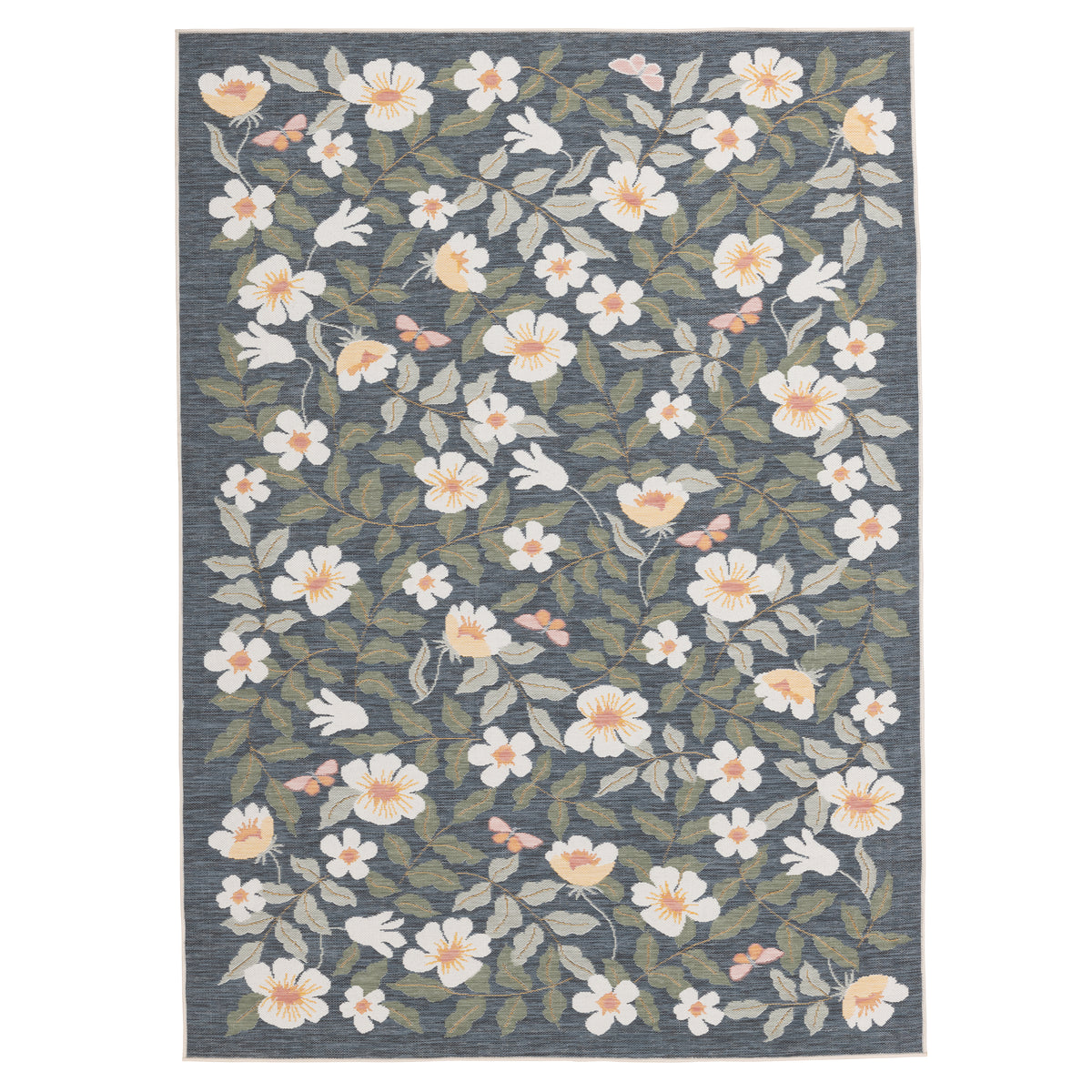 Floral Modern Blue and Multi Outdoor Rug