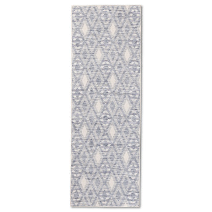 Geometric Modern Blue and Ivory Outdoor Rug