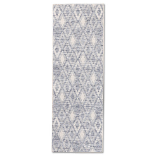 Geometric Modern Blue and Ivory Outdoor Rug