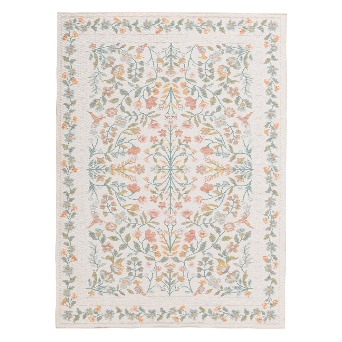 Floral Modern Ivory and Multi Outdoor Rug