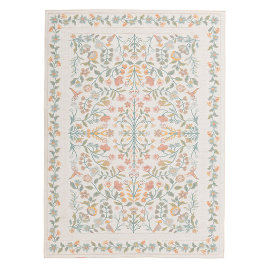 Floral Modern Ivory and Multi Outdoor Rug