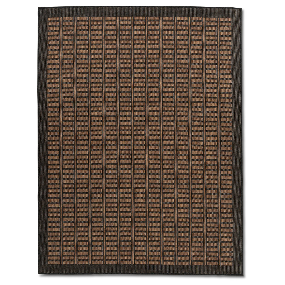 Floral Modern Brown and Black Outdoor Rug