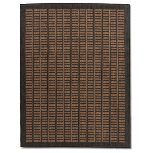Floral Modern Brown and Black Outdoor Rug