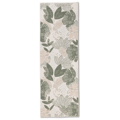 Floral Modern Green and Ivory Outdoor Rug