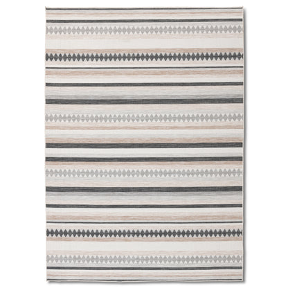 Boho Modern Black and Beige Outdoor Rug