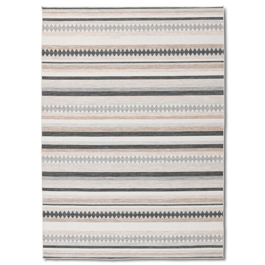 Boho Modern Black and Beige Outdoor Rug