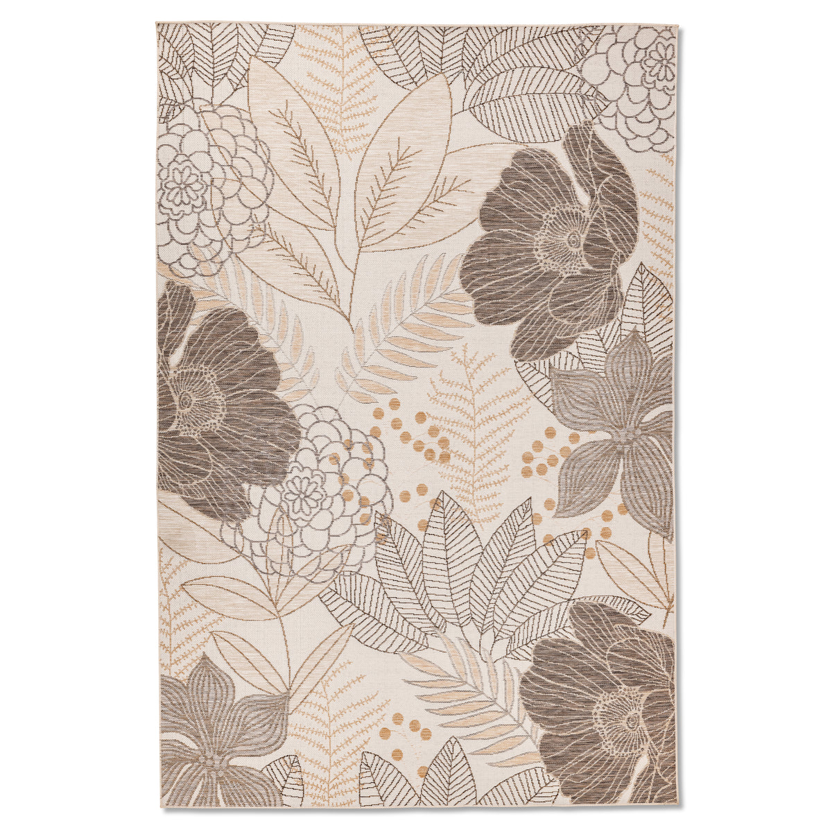 Floral Modern Beige and Ivory Outdoor Rug