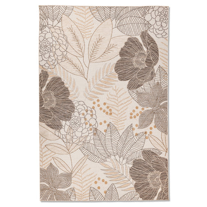 Floral Modern Beige and Ivory Outdoor Rug