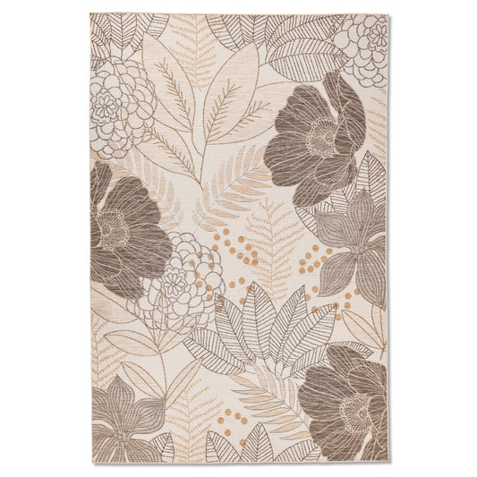 Floral Modern Beige and Ivory Outdoor Rug