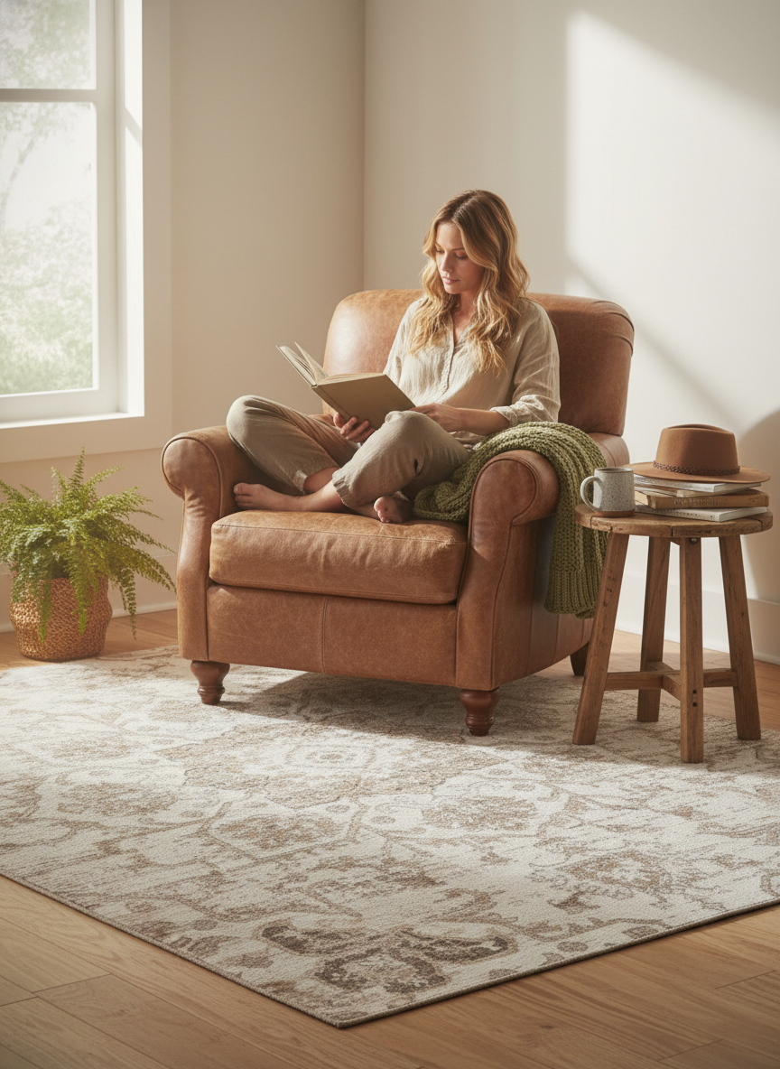 Alfombra Cadence Vintage estilo suroeste color crema (SIN IMAGEN NI VÍDEO)