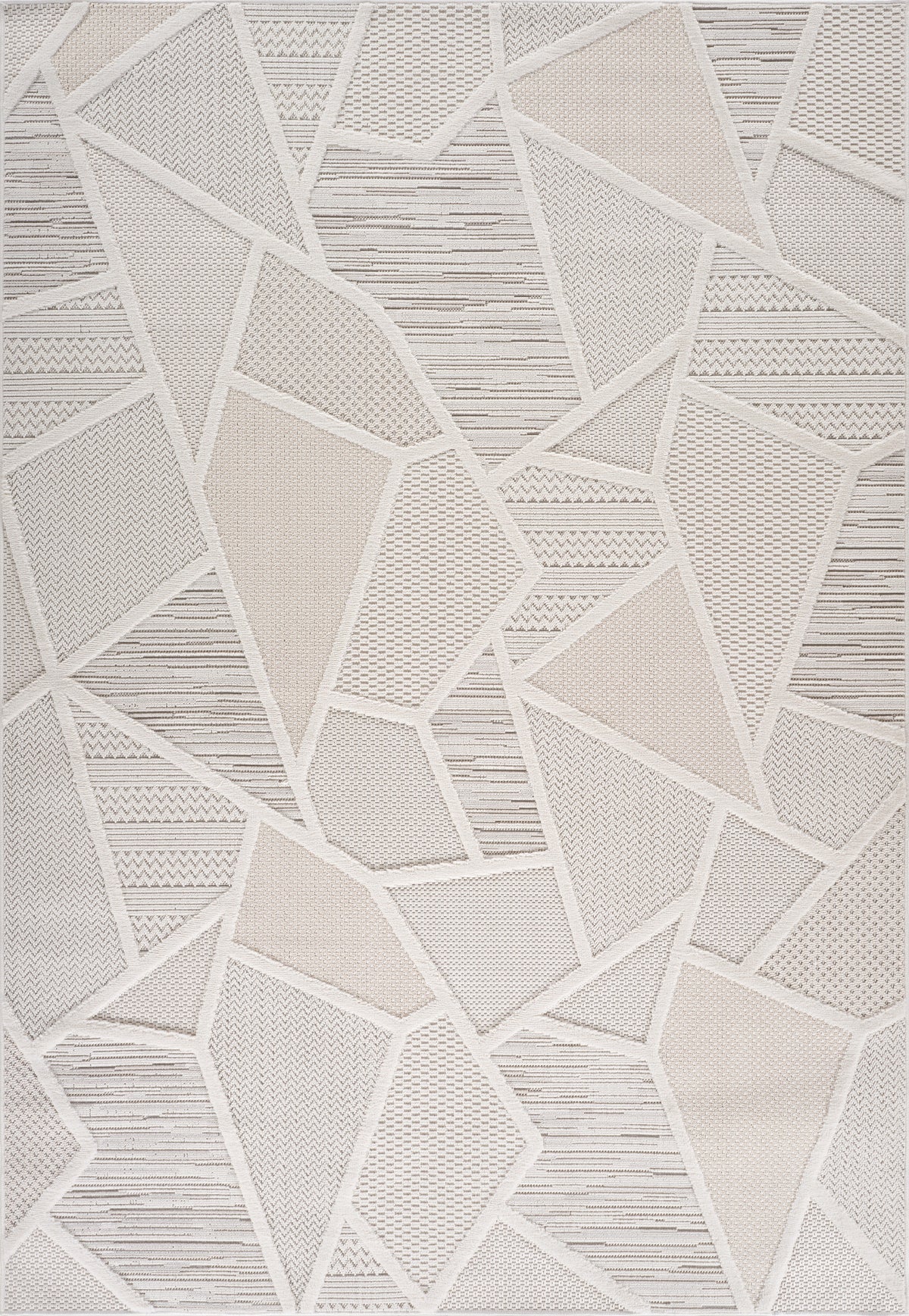 Tapis Novara géométrique contemporain crème et beige