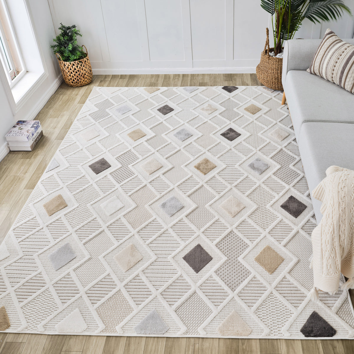Tapis crème moderne géométrique Maison