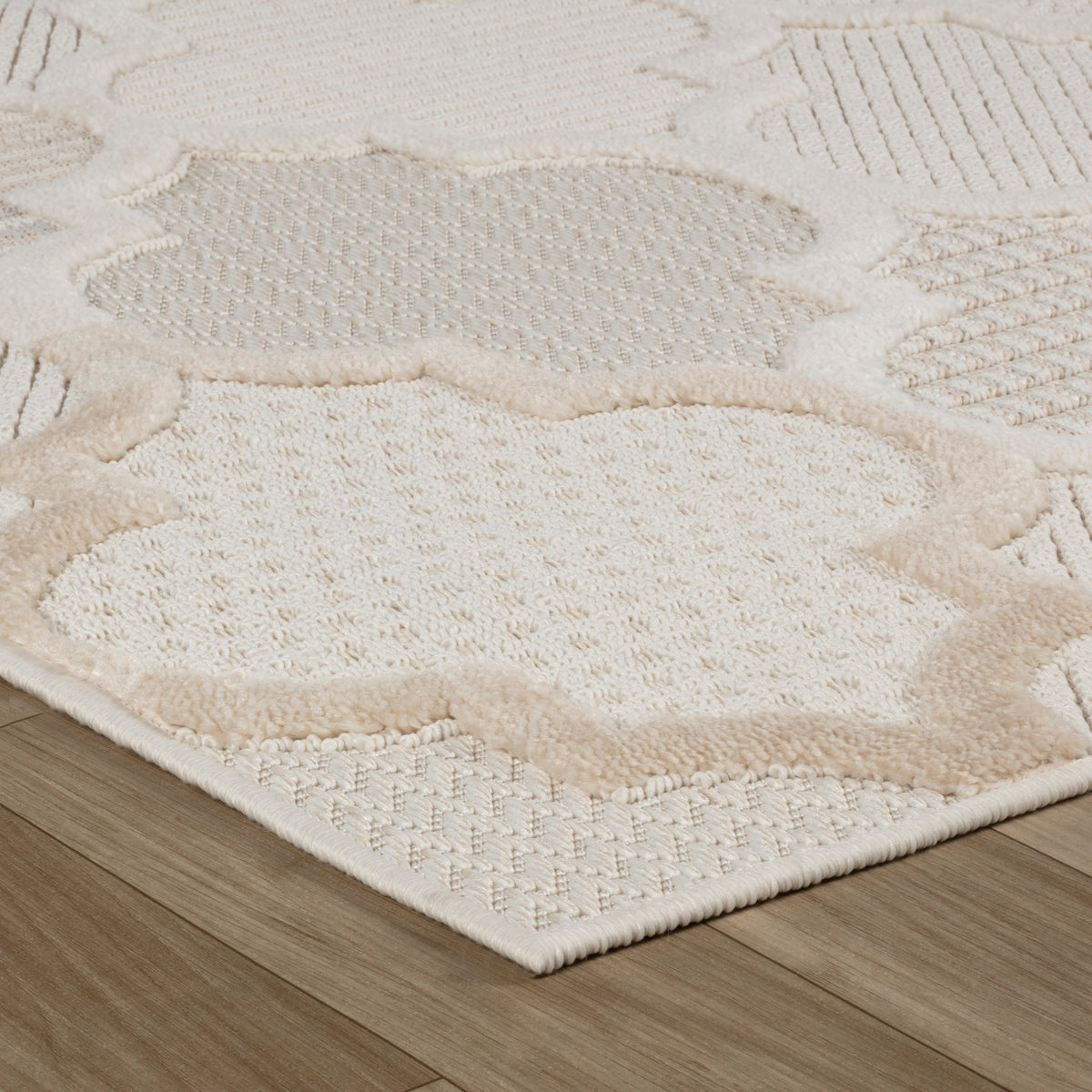 Elyra Trellis Contemporary Cream and Beige Indoor Rug