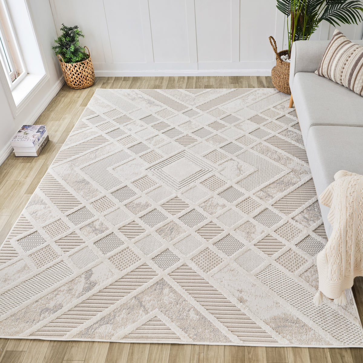 Tapis crème géométrique Maison Modern