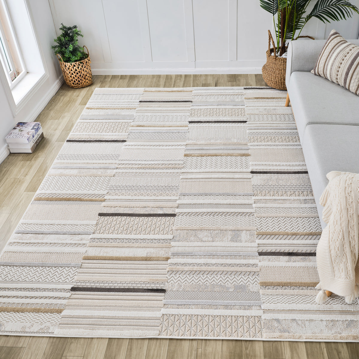 Tapis beige abstrait Maison Modern