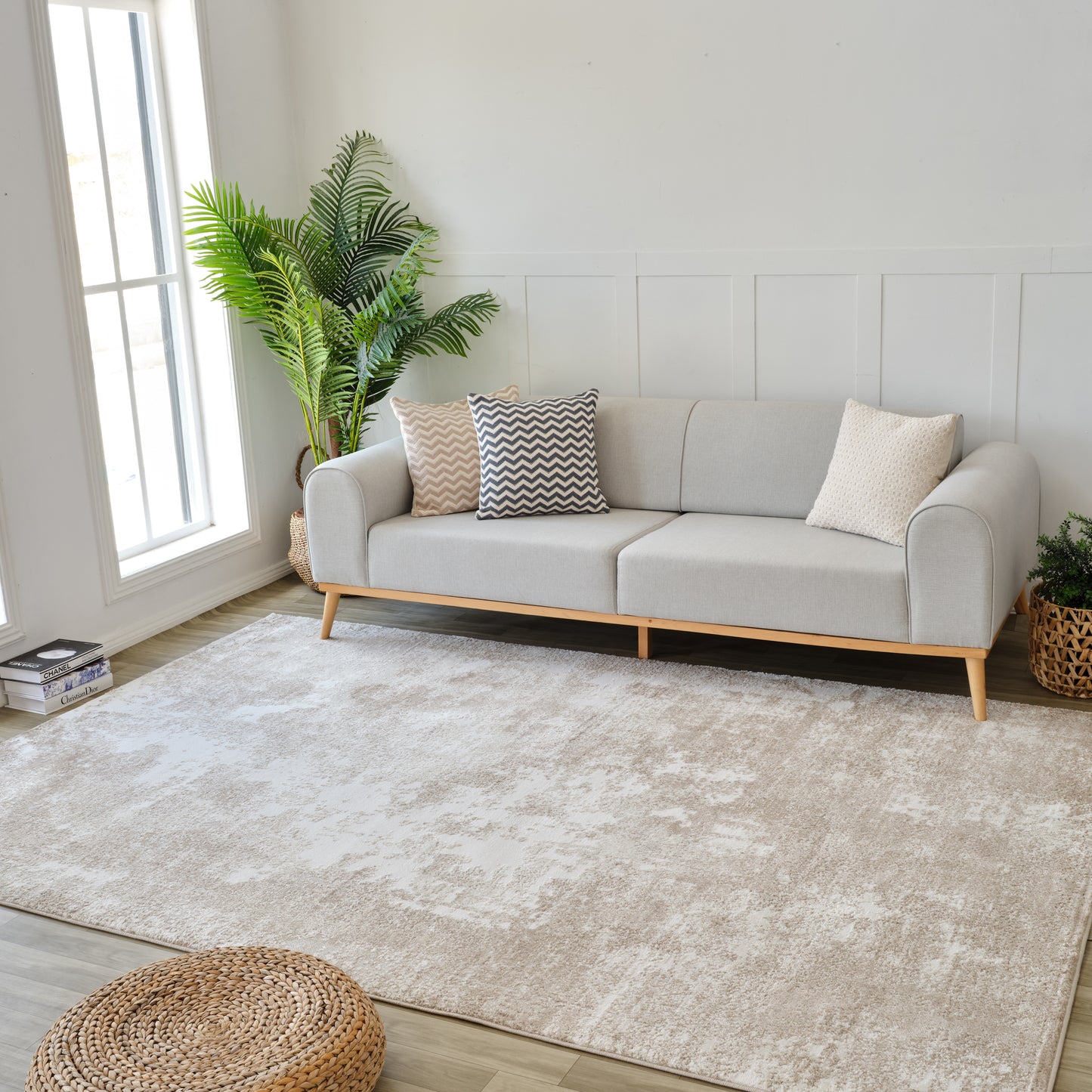 Tapis beige moderne abstrait Nomad