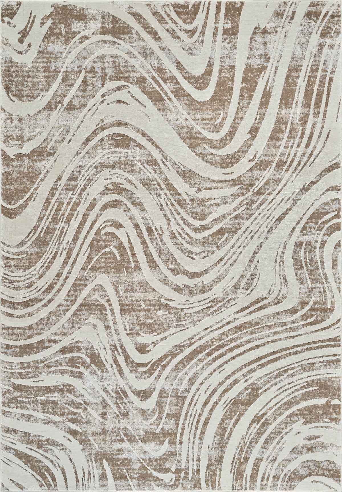 Alfombra de interior Nagisa abstracta moderna en beis y marrón
