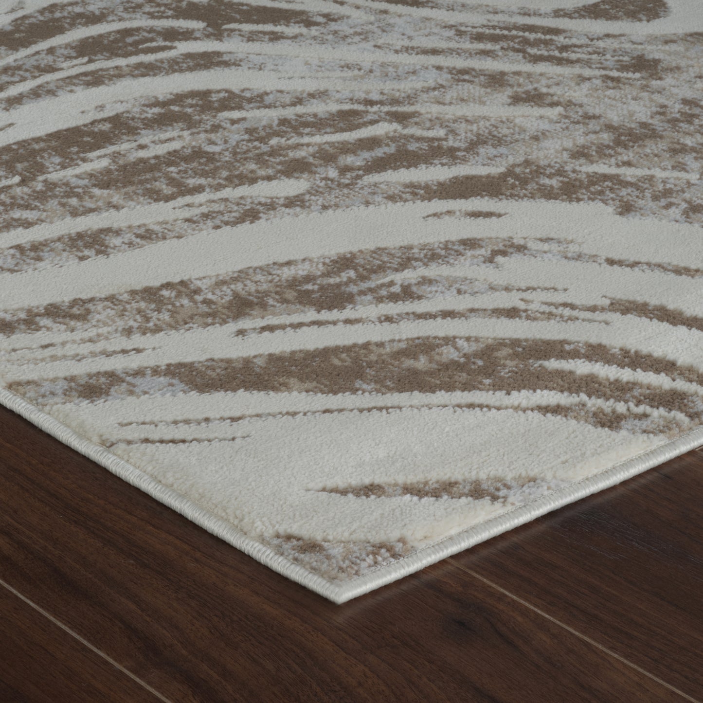 Tapis beige côtier abstrait Nomad