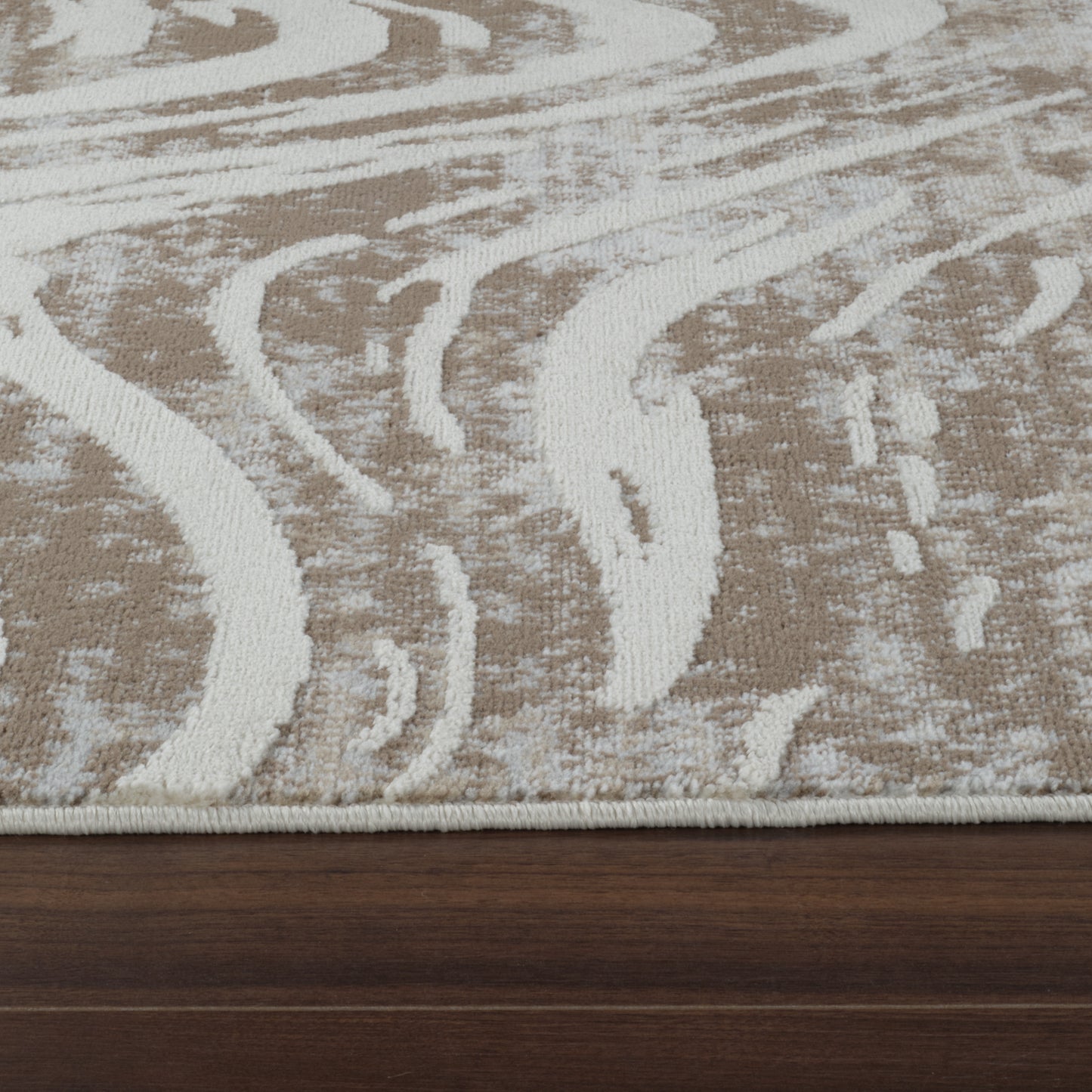 Tapis beige côtier abstrait Nomad