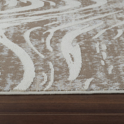 Tapis beige côtier abstrait Nomad