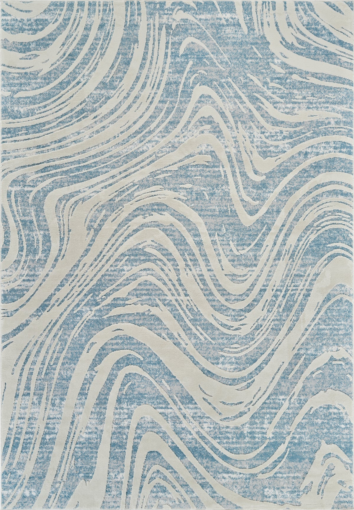 Alfombra de interior Nagisa abstracta moderna azul y beige